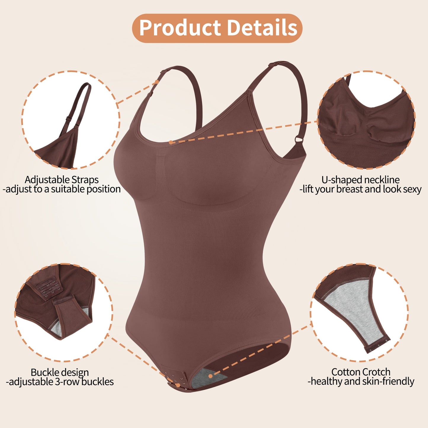 Shapewear Bodysuit for Women Tummy Control Body Shaper Snatched High Waist Body Suit